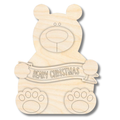Unfinished Wood Layered and Etched Bear Shelf Sitter | 6" Tall | 1/4" Wood | Wood Craft DIY