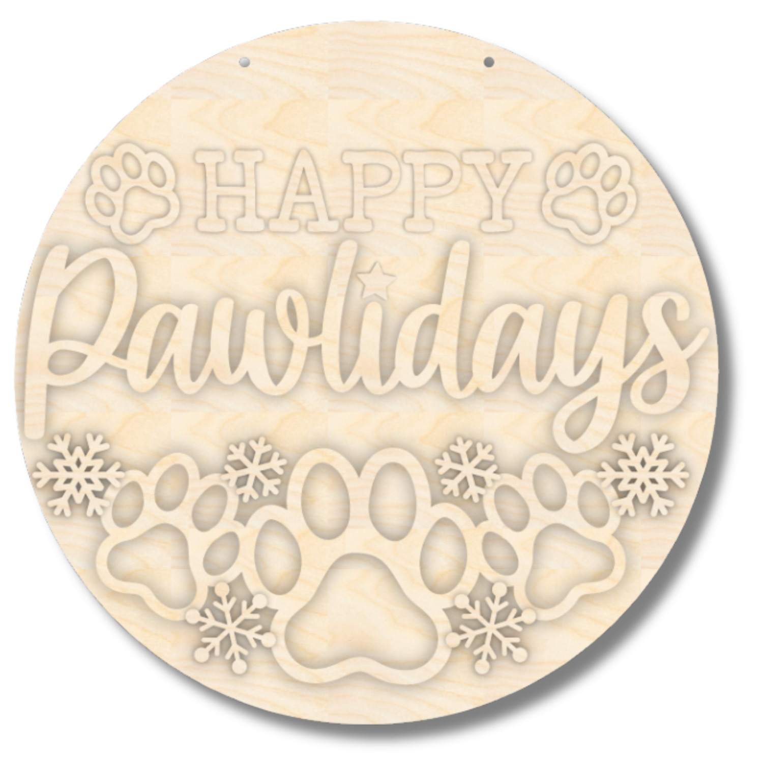 Unfinished Happy Pawlidays Door Sign Kit | Wood Craft Cutouts | 1/4" Thick |