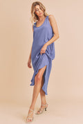 New Round Neck Midi Tank Dress with Pockets for Women – Casual, Comfortable & Functional for Everyday Wear