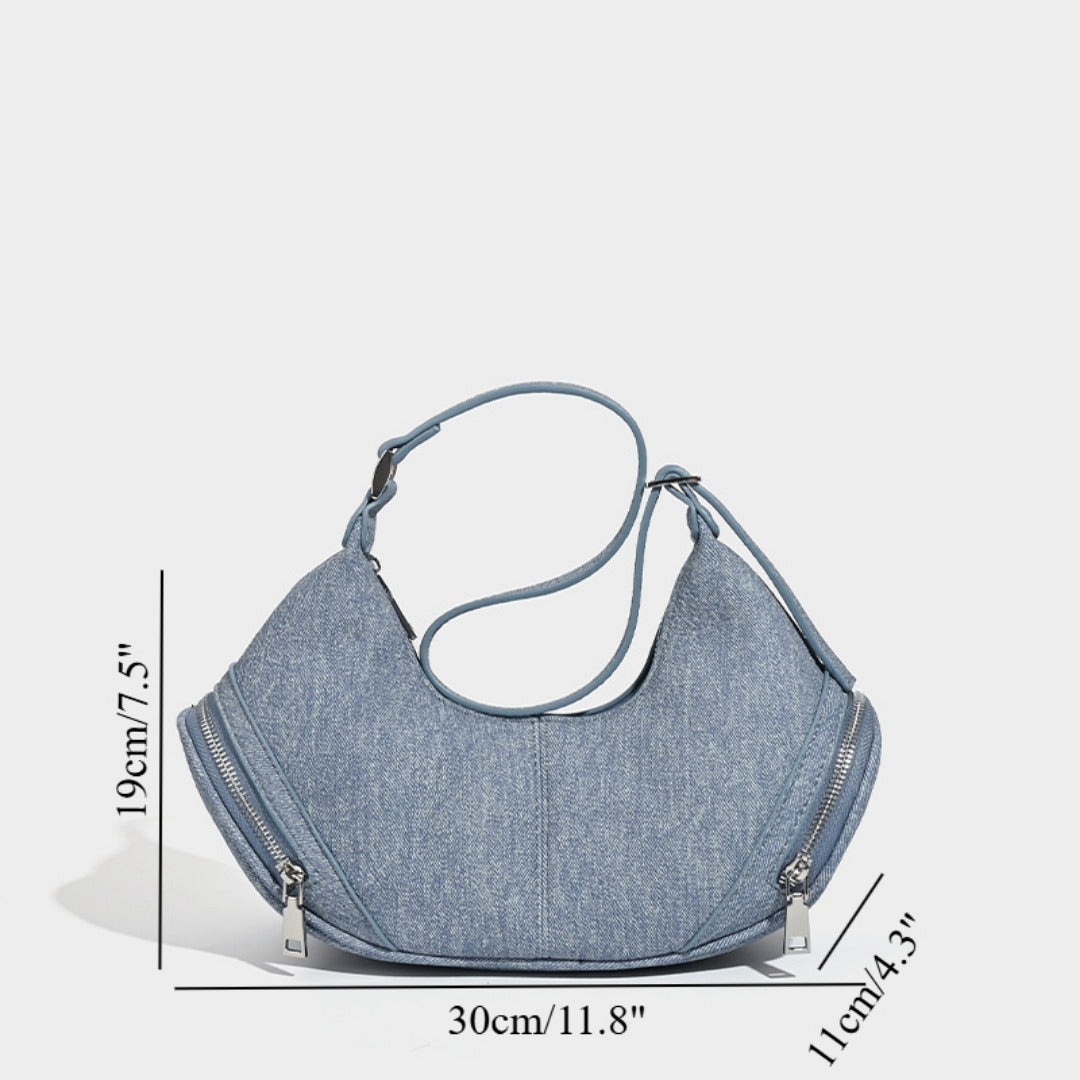 Stylish vintage zip pocket locomotive bag, shoulder bag, hobo bag casual, shoulder bag