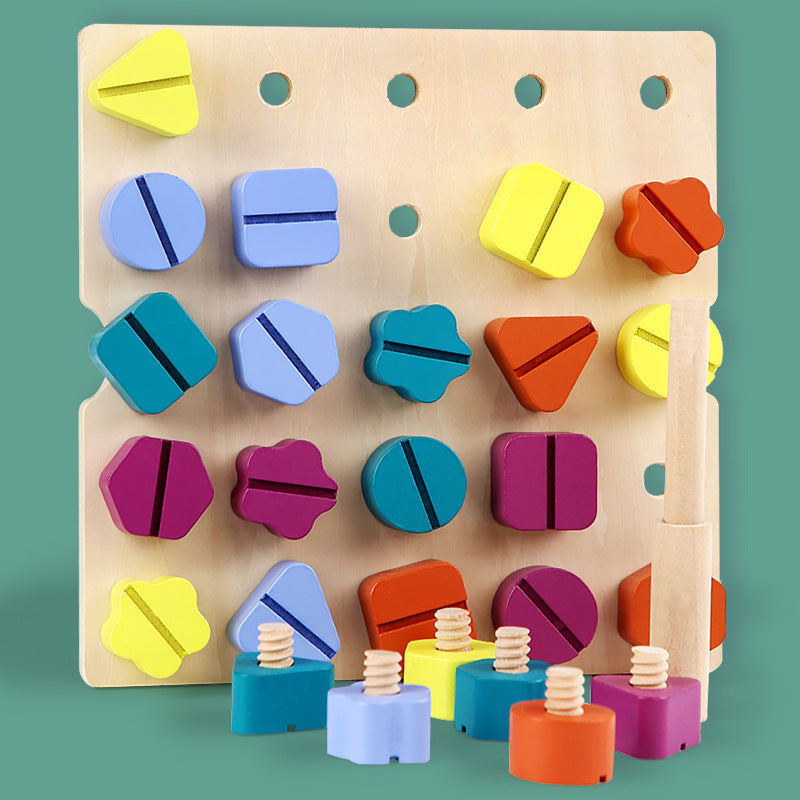 Kindergarten Screw-and-nut Shape Matching Color Puzzle Building Blocks