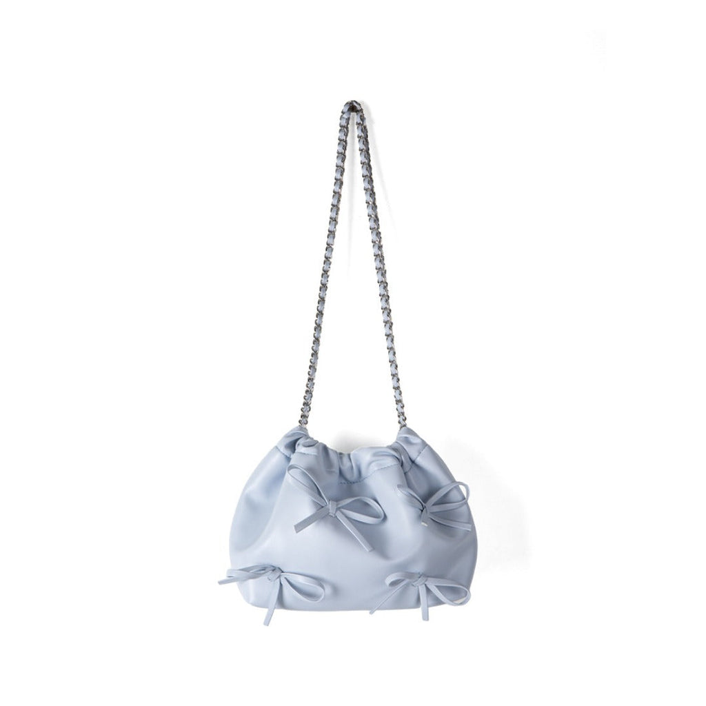 Commuter versatile chain bag, bow soft leather crossbody bag women, spring fashion shoulder crossbody bag