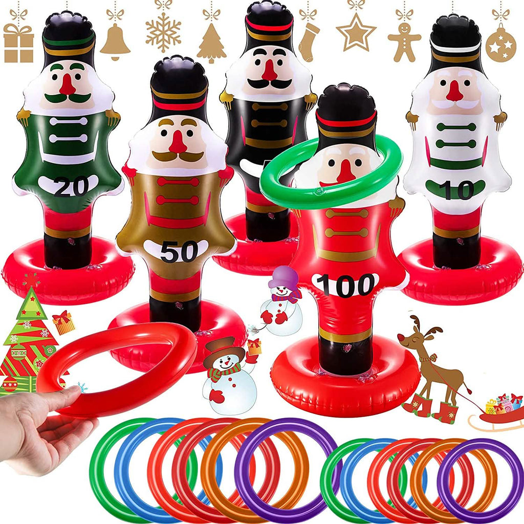 5-Pack: Christmas Nutcrackers Ring Toss Christmas Party Games Toys