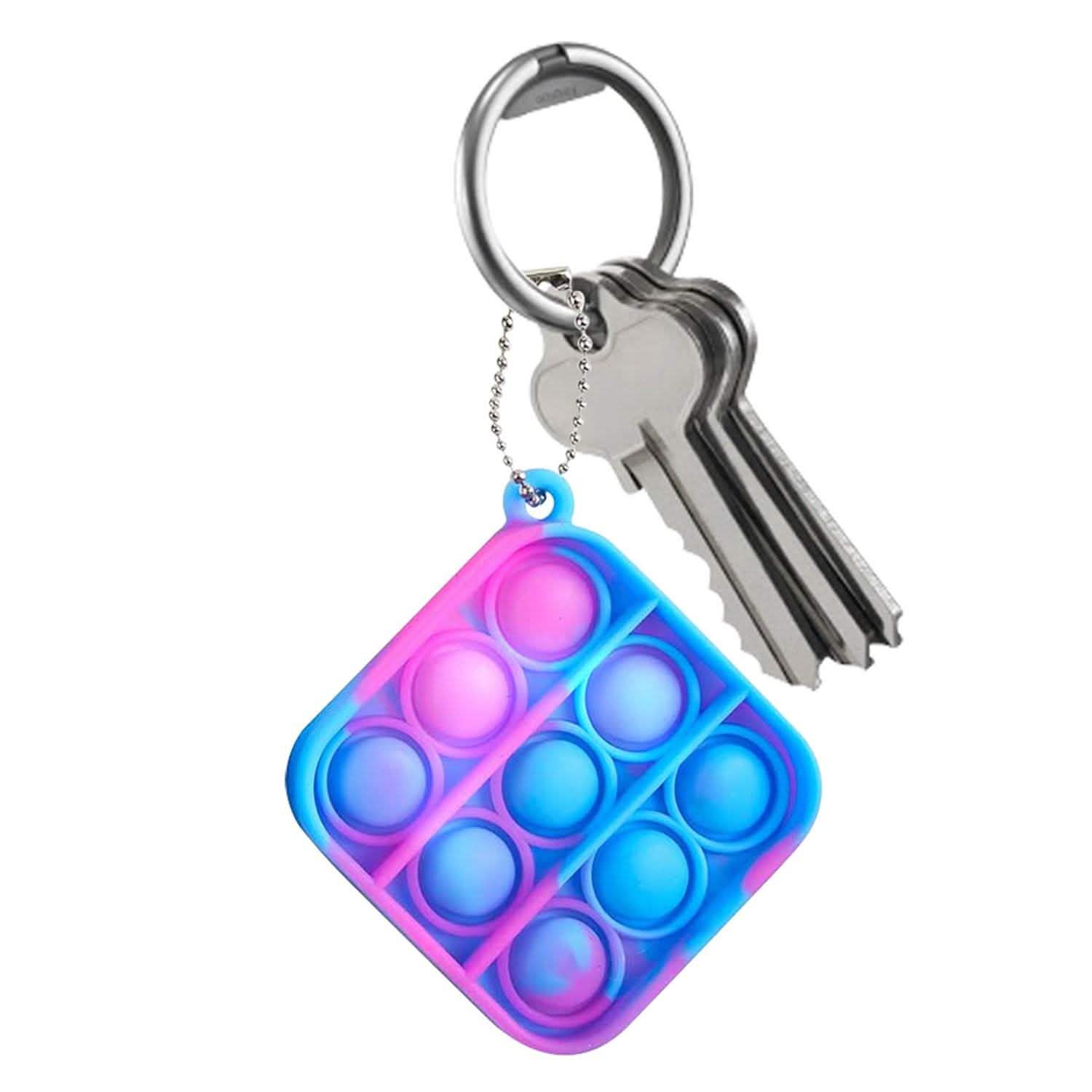 5-Pack: Simple Dimple Mini Stress Relieving Push Pop Bubble Fidget Toy Keychain
