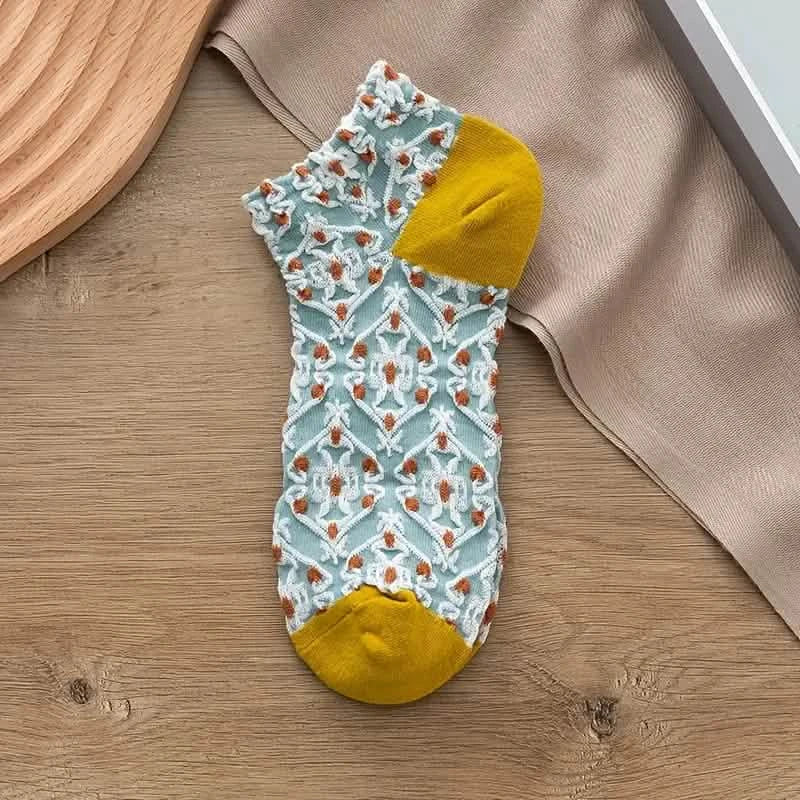 5-Pairs: Vintage Court Style Short Socks