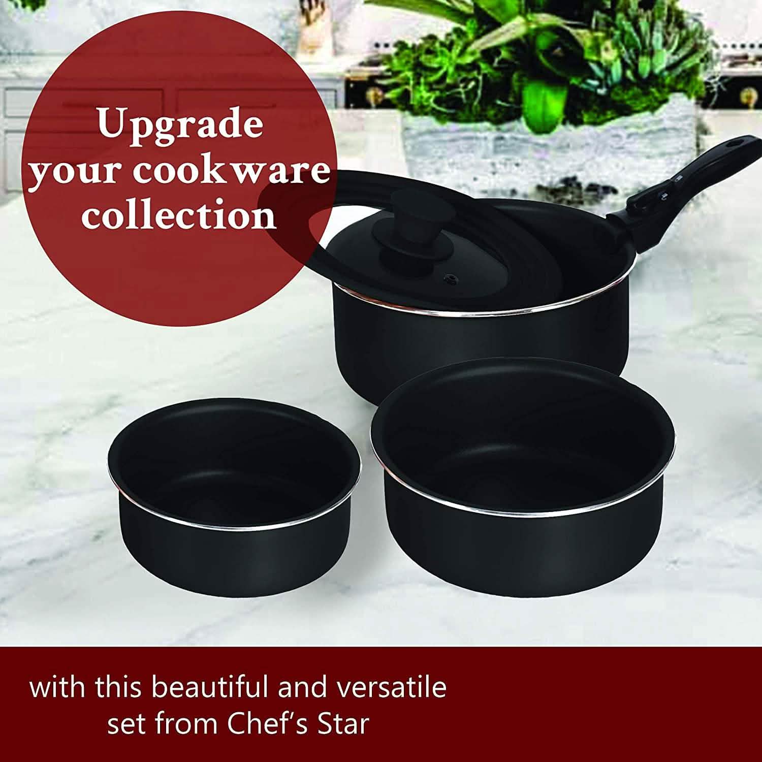 5-Piece: Chef's Star Nonstick Cooking Pot Set