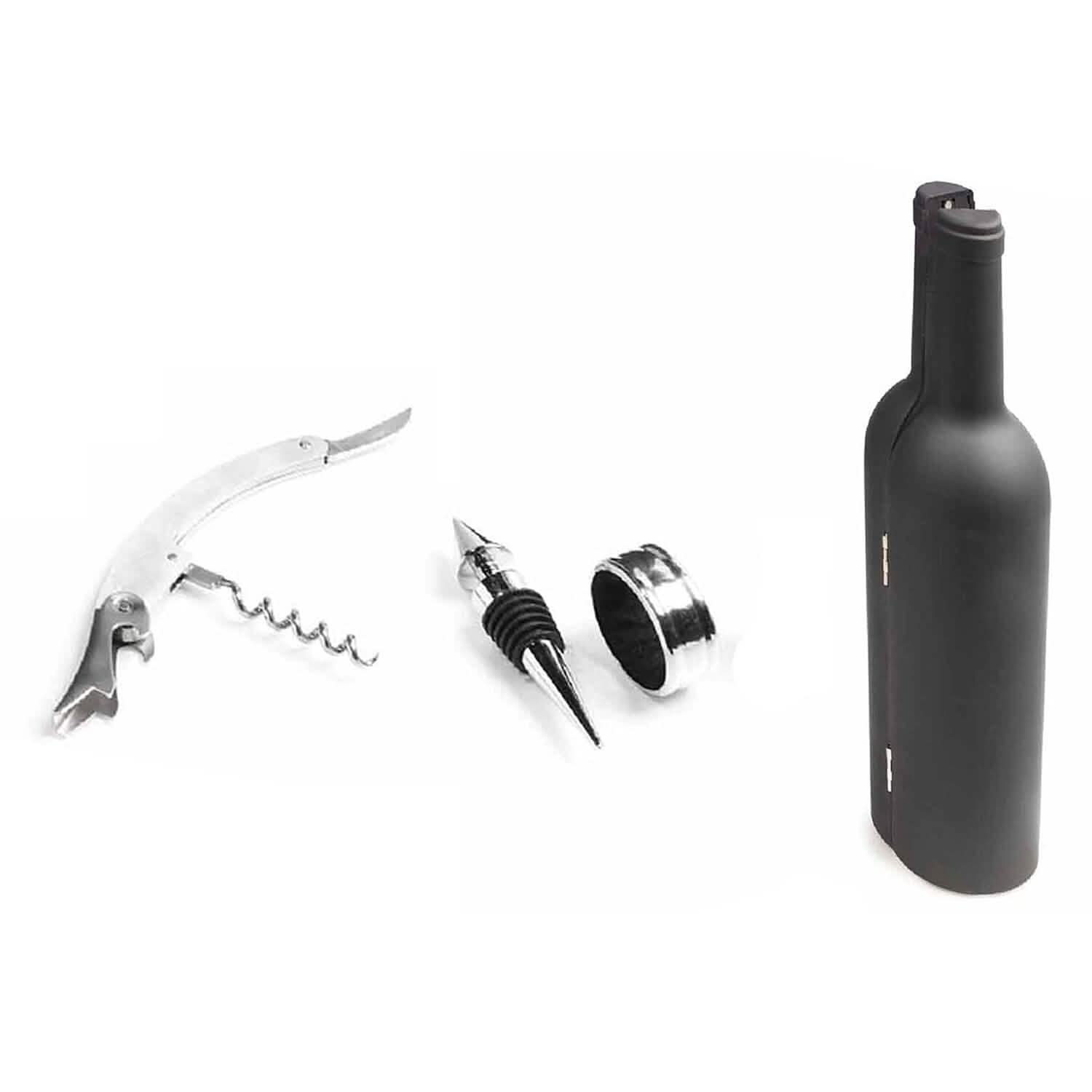 5-Piece: Wine Opener Set with Bottle-Shaped Case