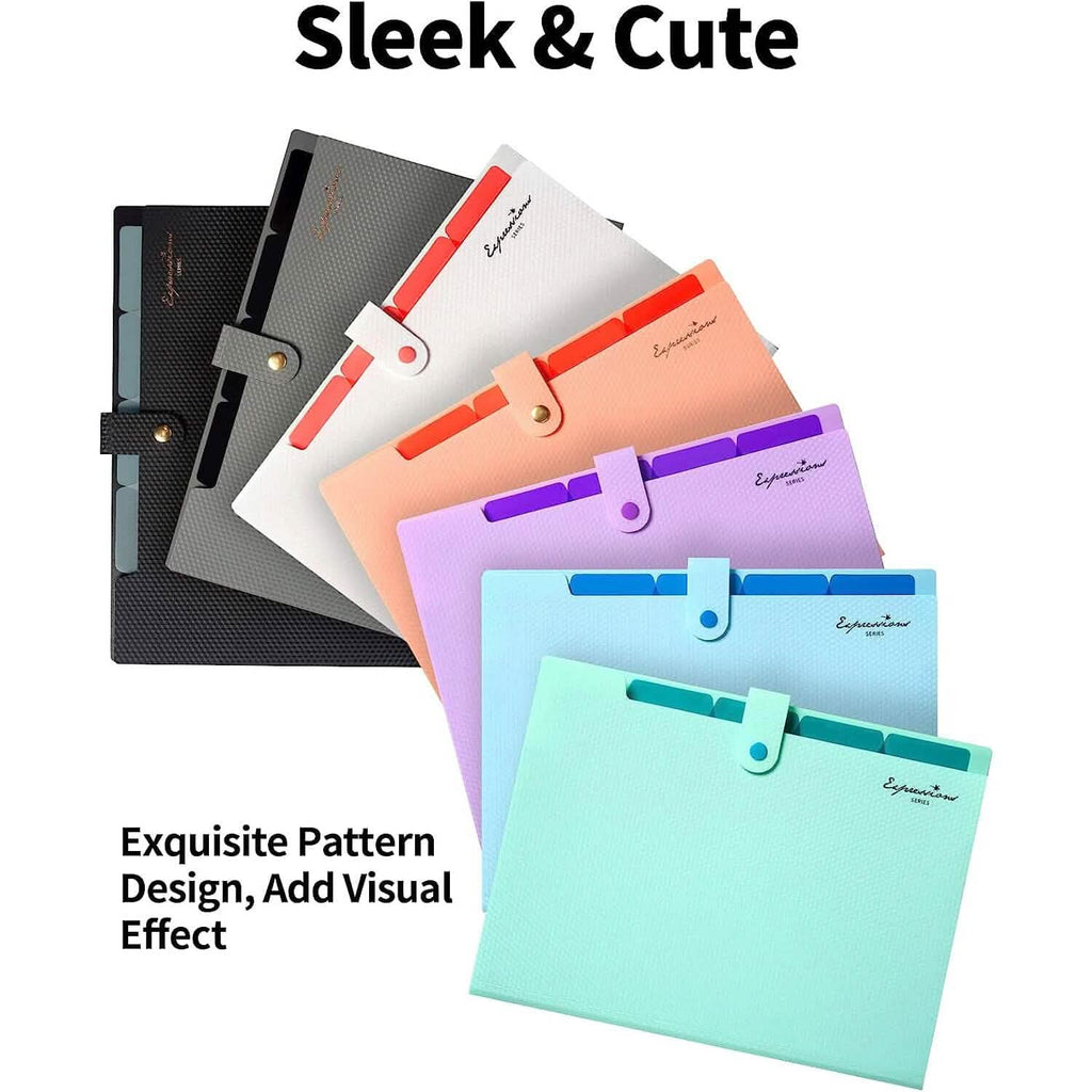 5 Pocket Folder with Labels, Letter Size Expanding File Folder Organizer