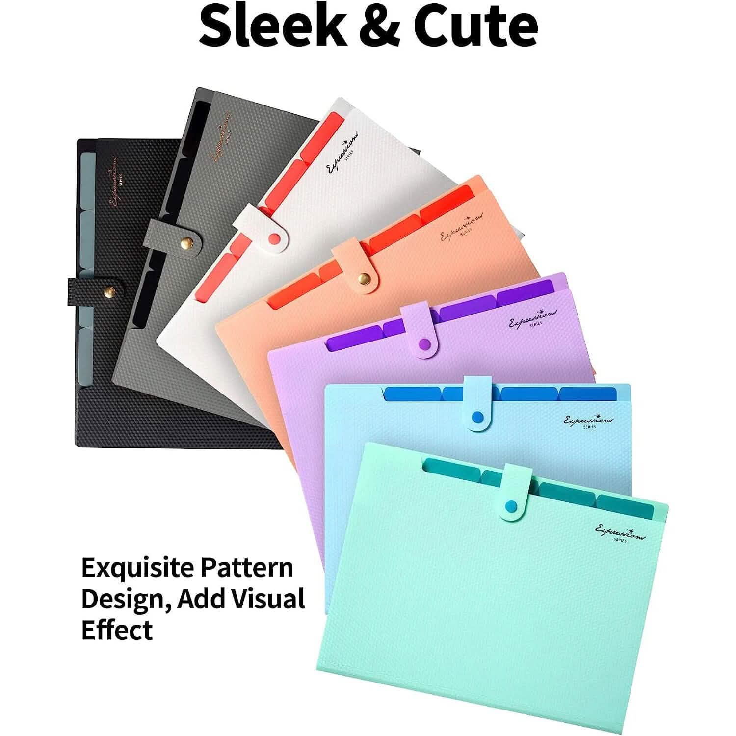 5 Pocket Folder with Labels, Letter Size Expanding File Folder Organizer