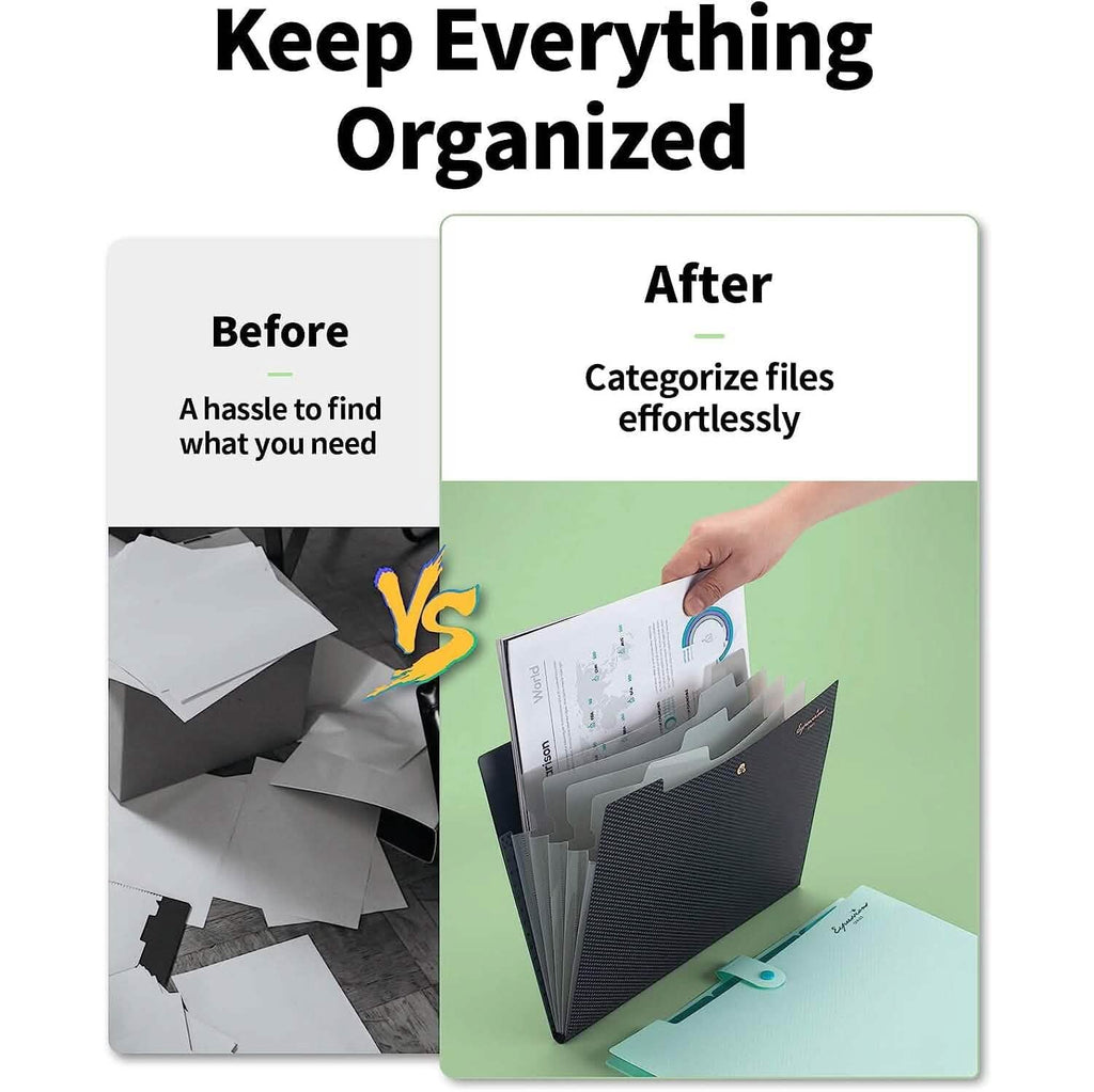 5 Pocket Folder with Labels, Letter Size Expanding File Folder Organizer