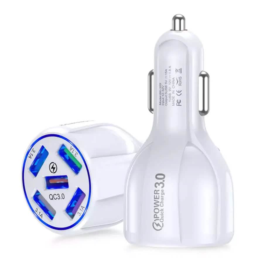 5 Port USB Fast Car Charger with LED Display