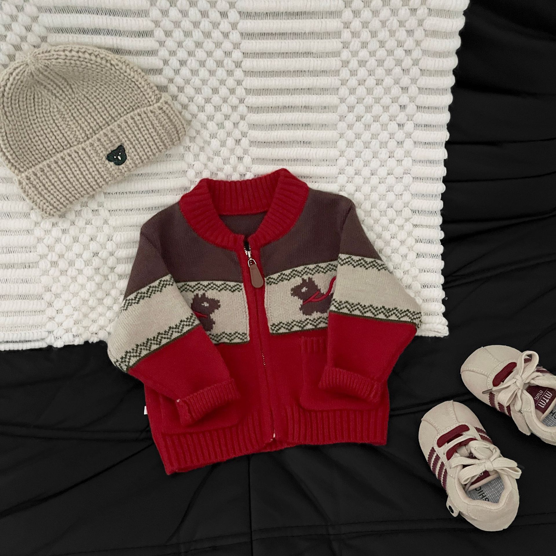 Autumn Winter Fleece-Lined Thickened Warm Knitted Cardigan Coat