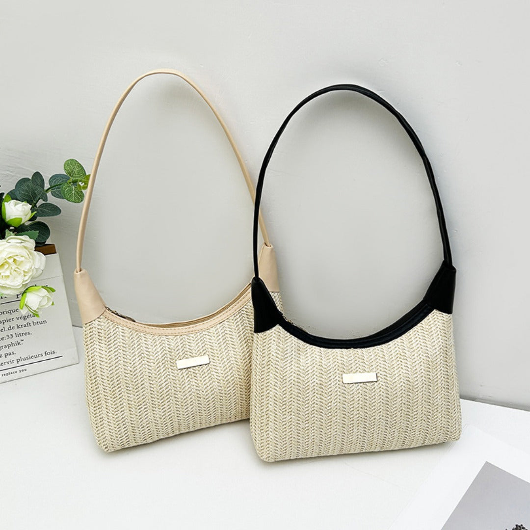 Chic Small Shoulder Straw Bag – Stylish Crossbody Bag for Ladies, Versatile Summer Hobo Bag