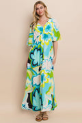 Floral Printed Slit Maxi Dress For Women – Summer Floral Maxi Dress, Elegant Slit Maxi Dress, Feminine Floral Dress, Romantic Floral Dress, Chic Summer Maxi Dress, Vibrant Slit Dress, Sophisticated Floral Dress