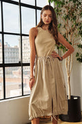 Drawstring Sleeveless Washed Dress For Women – Casual, Stylish, Comfortable, Versatile, Effortlessly Chic Dress for Everyday Wear