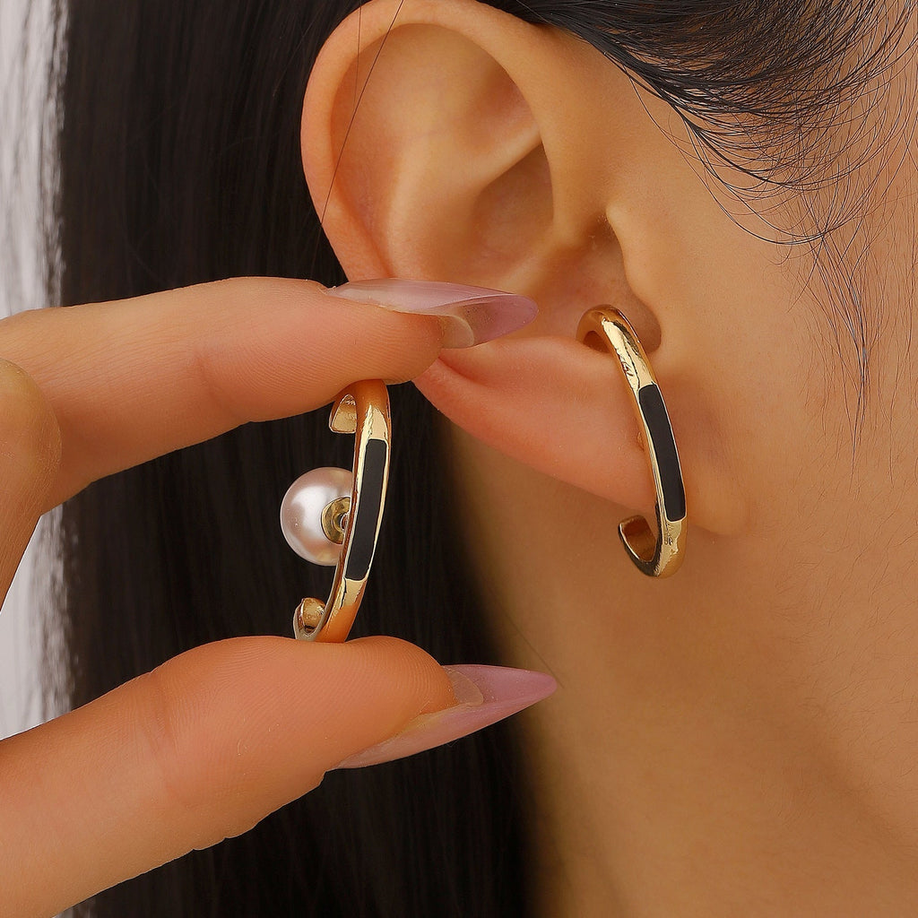 Gold Square Ear Cuffs with Resin