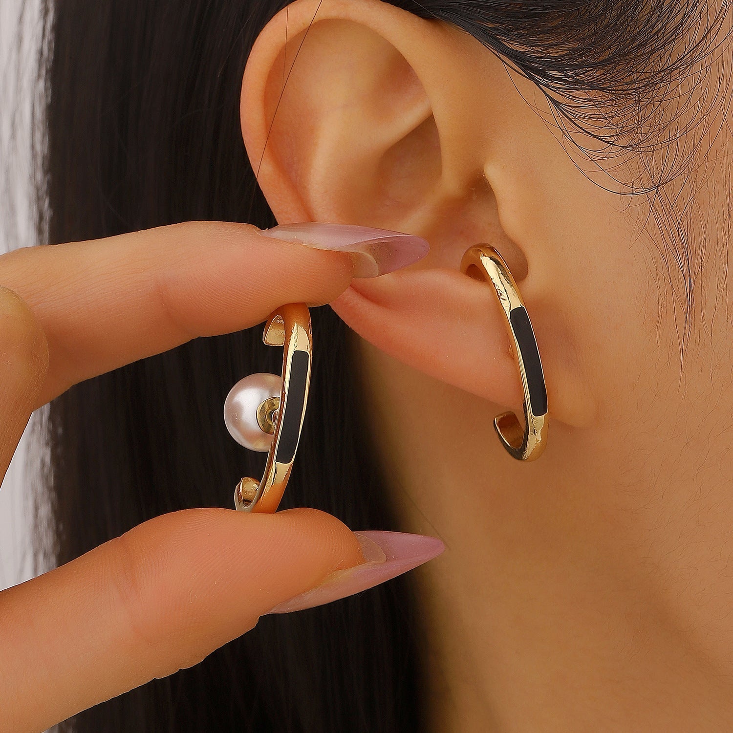 Gold Square Ear Cuffs with Resin