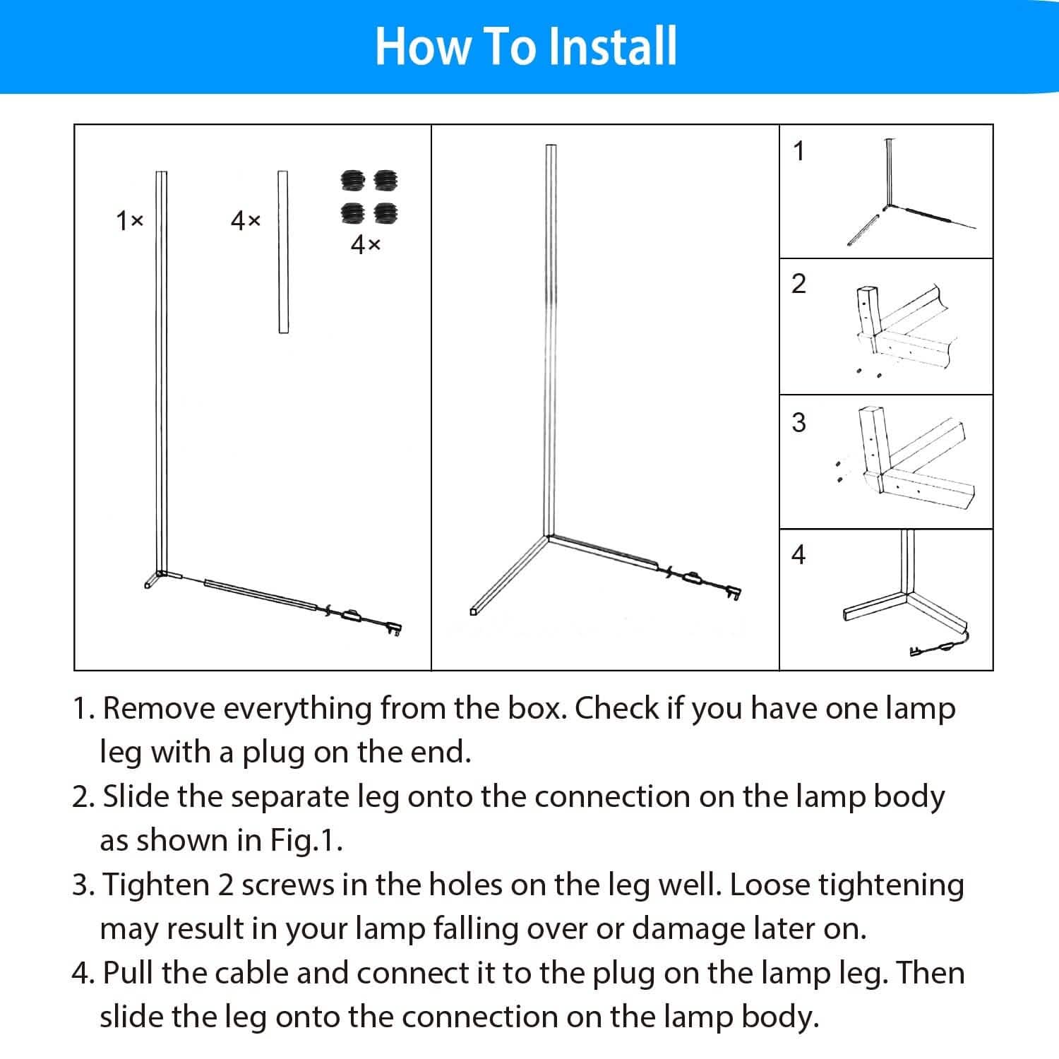 56" Floor LED Light Standing Lamp