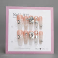 Pink Butterfly & Rhinestone Nails