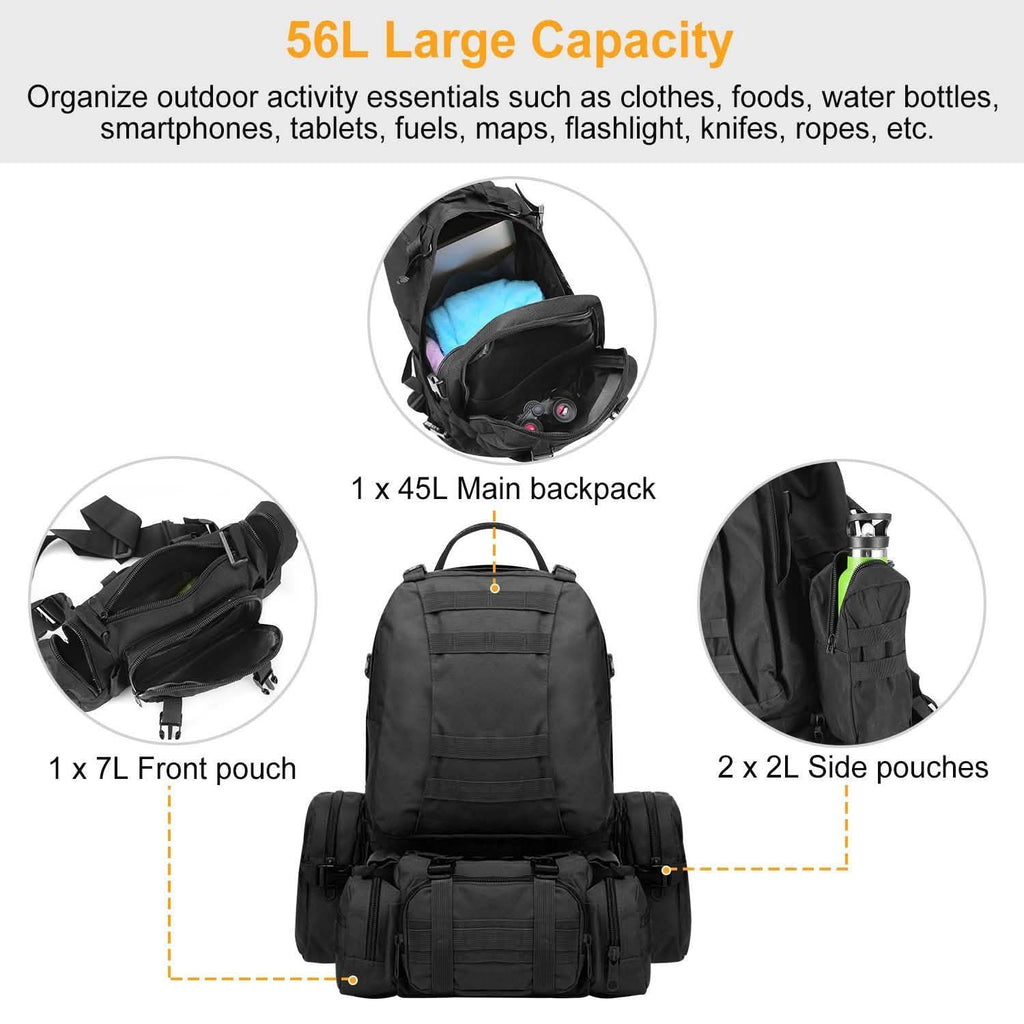 56L Military Tactical Backpack