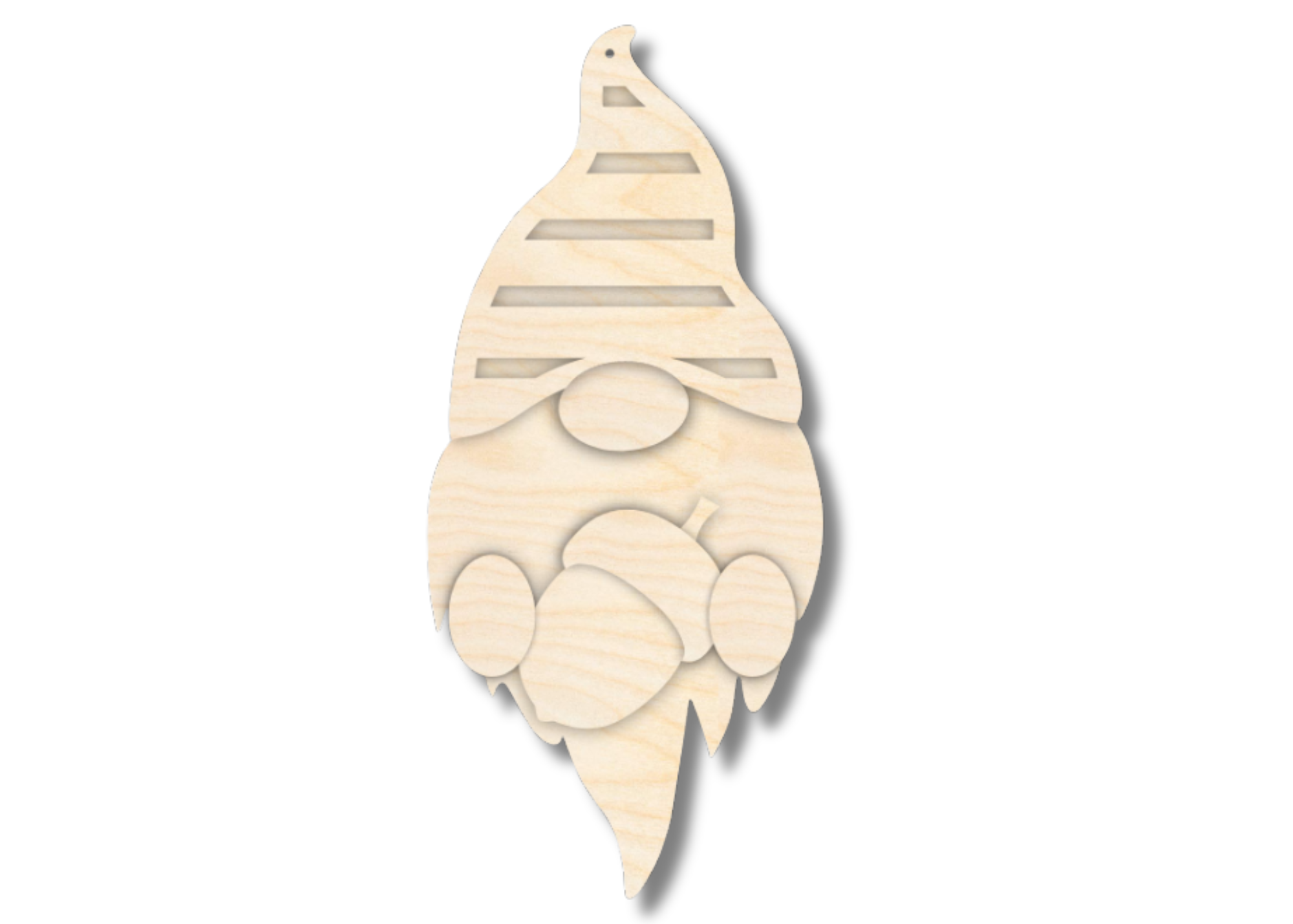 Unfinished Wood Layered Hanging Gnome Holding Acorn | 2 Layers | up to 46"