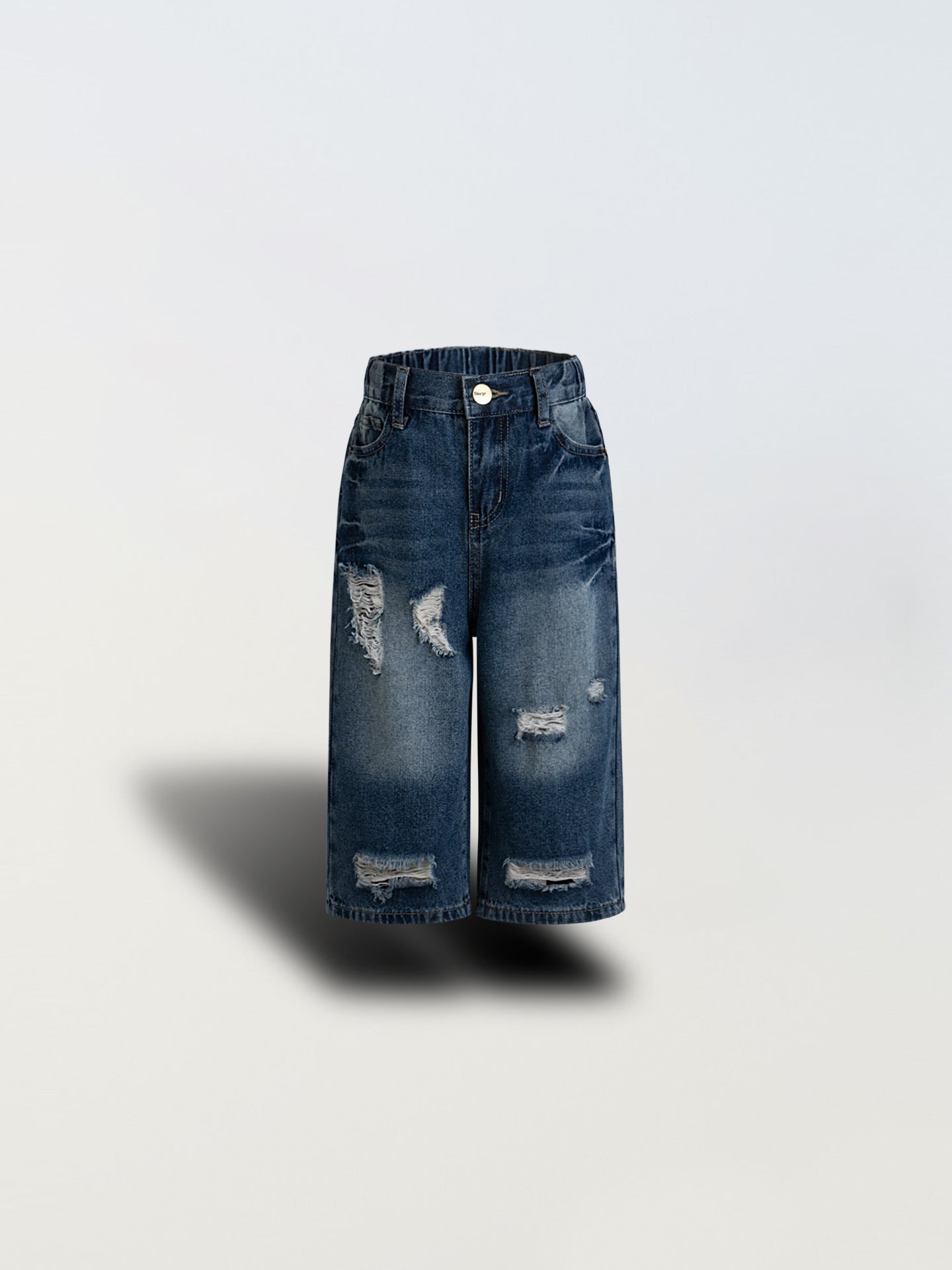 Girl's Nostalgic Washed Distressed Jeans