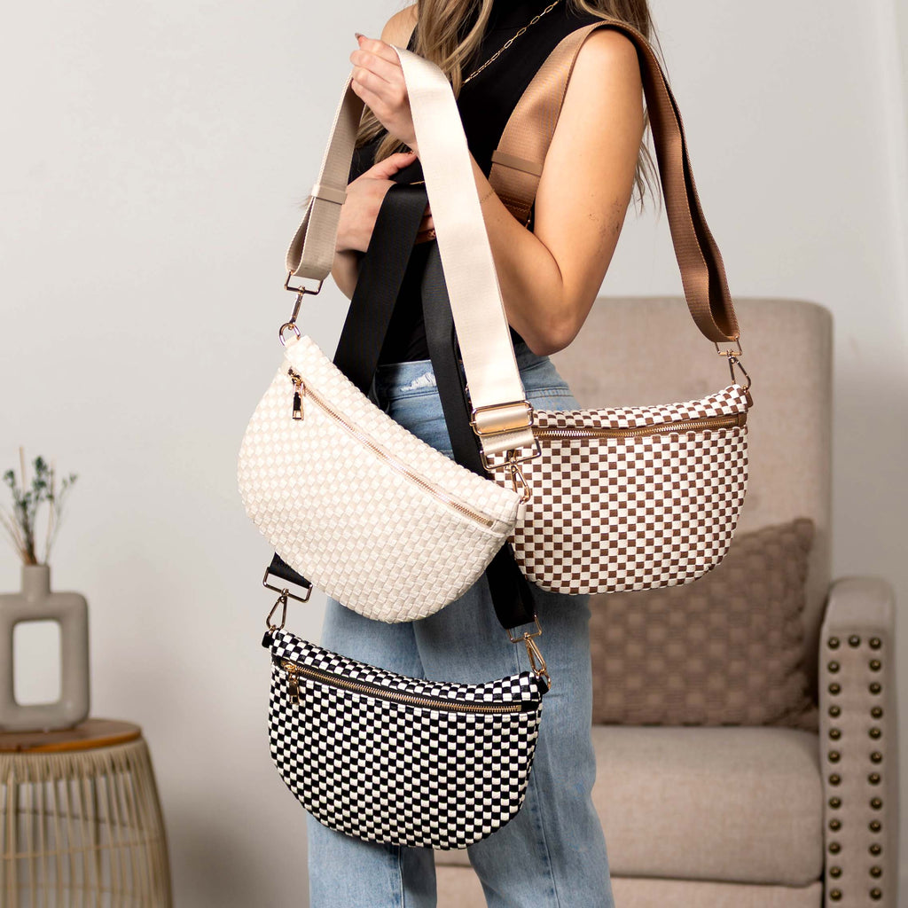 Layla Woven Checkered Crossbody Sling Bag