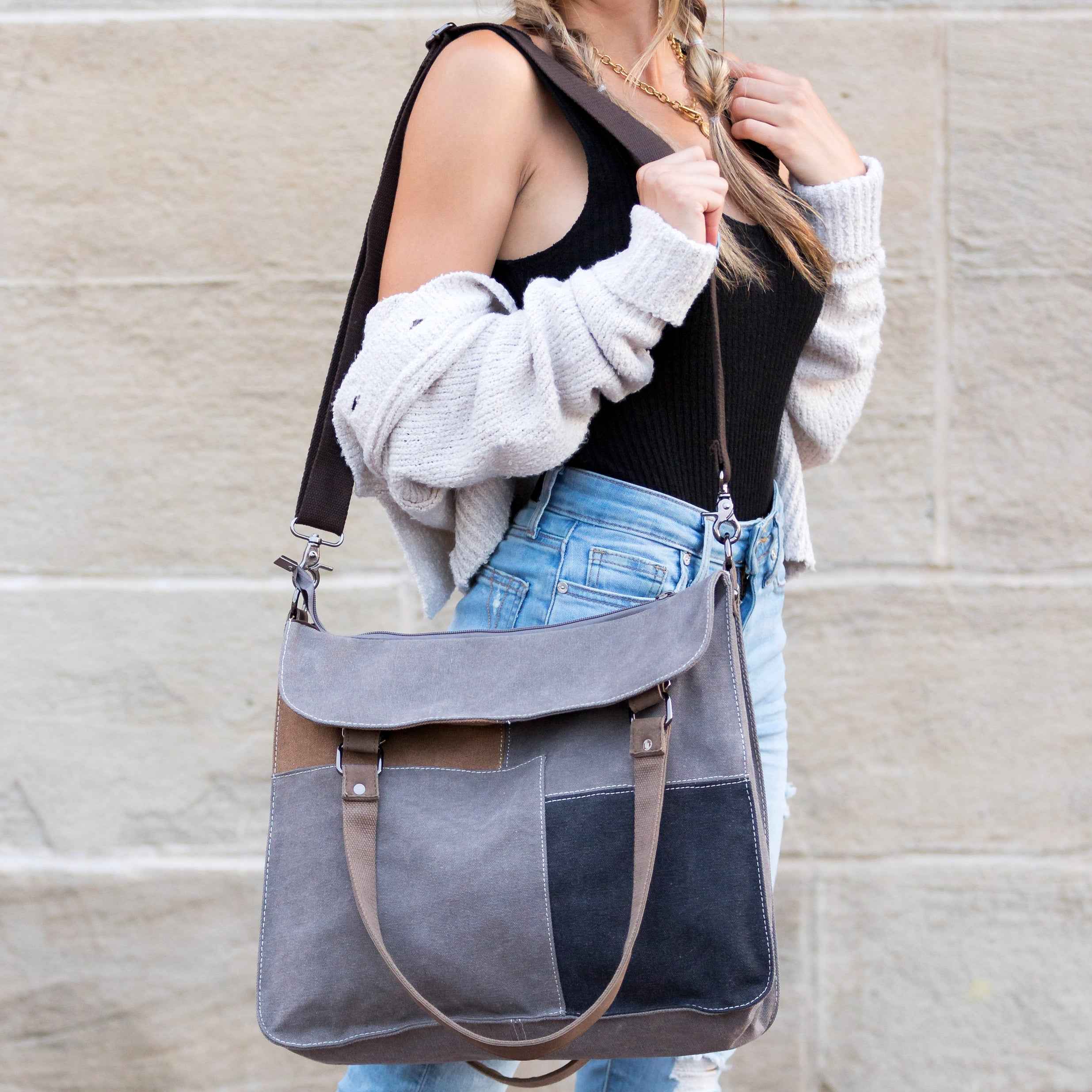 Colorblock Messenger Bag