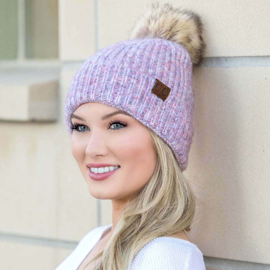 C.C® Cozy Marled Pom Beanie