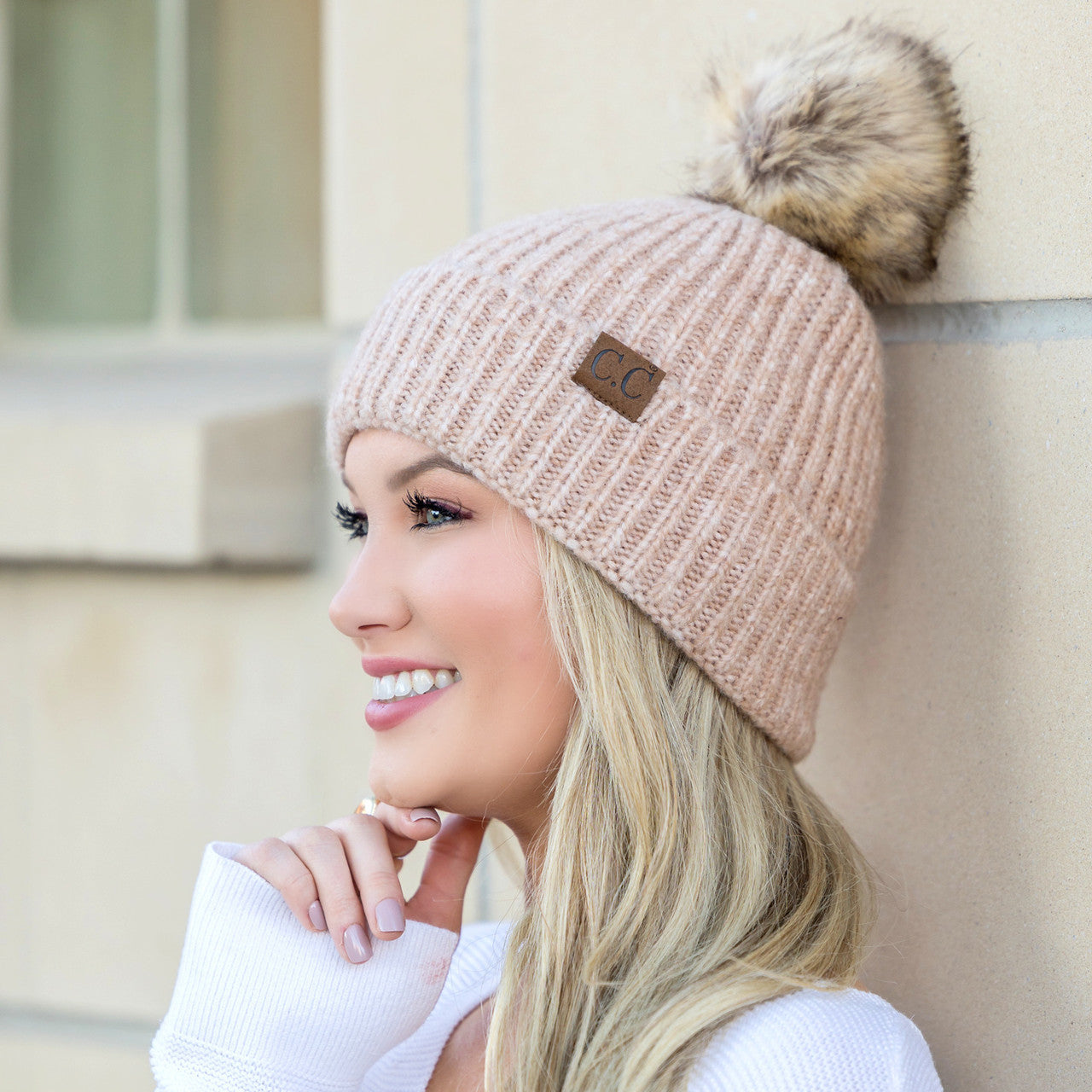 C.C® Cozy Marled Pom Beanie