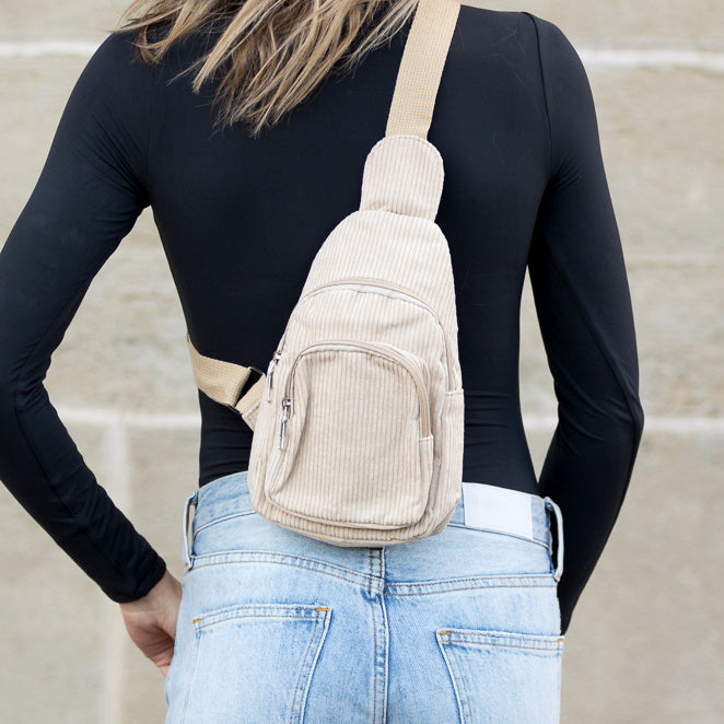 Ingrid Double Zip Corduroy Sling - EveryNest