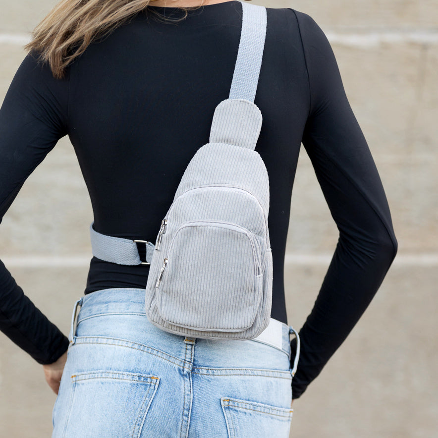 Ingrid Double Zip Corduroy Sling - EveryNest