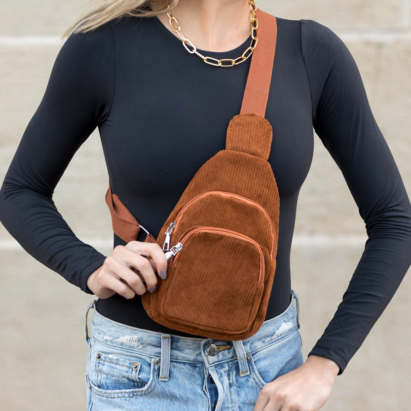 Ingrid Double Zip Corduroy Sling - EveryNest
