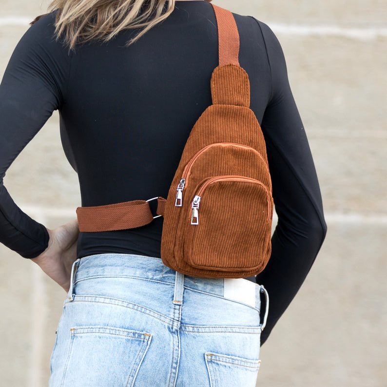 Ingrid Double Zip Corduroy Sling - EveryNest