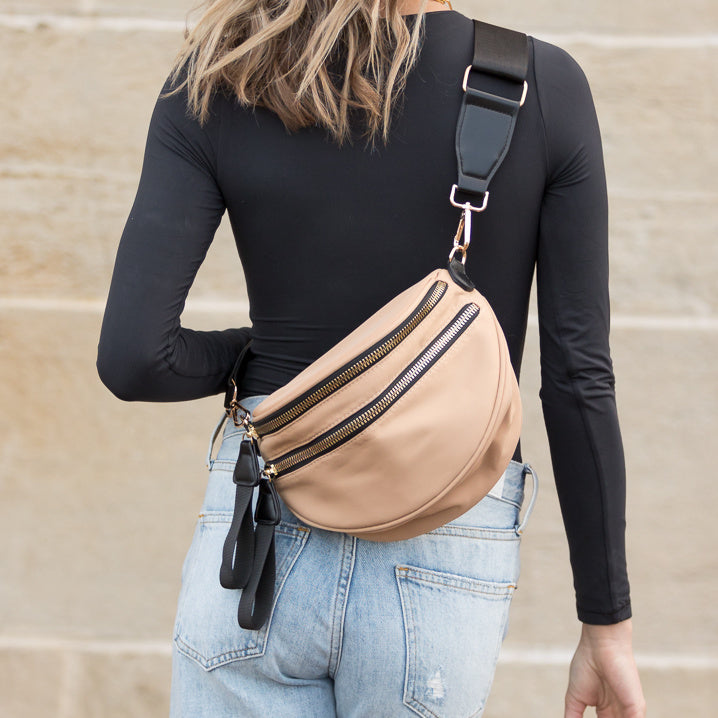 Gia Double Zip Nylon Crescent Sling - EveryNest