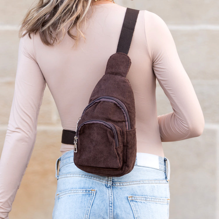 Ingrid Double Zip Corduroy Sling - EveryNest