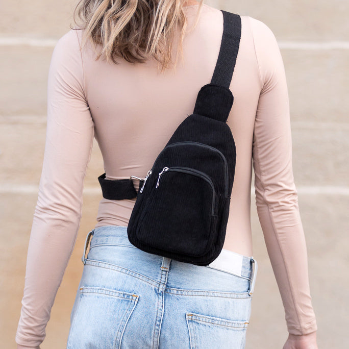 Ingrid Double Zip Corduroy Sling - EveryNest