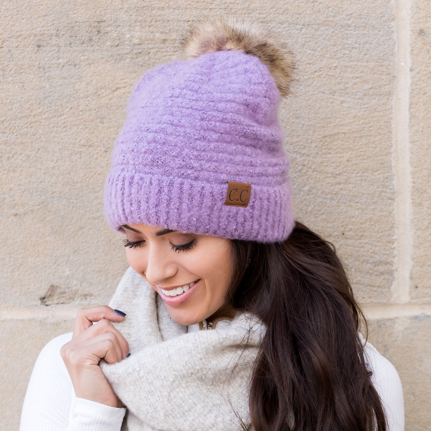 C.C® Ultra Soft Fur Pom Beanie