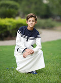 Boy's Fashion Color Contrast Button Striped Robe