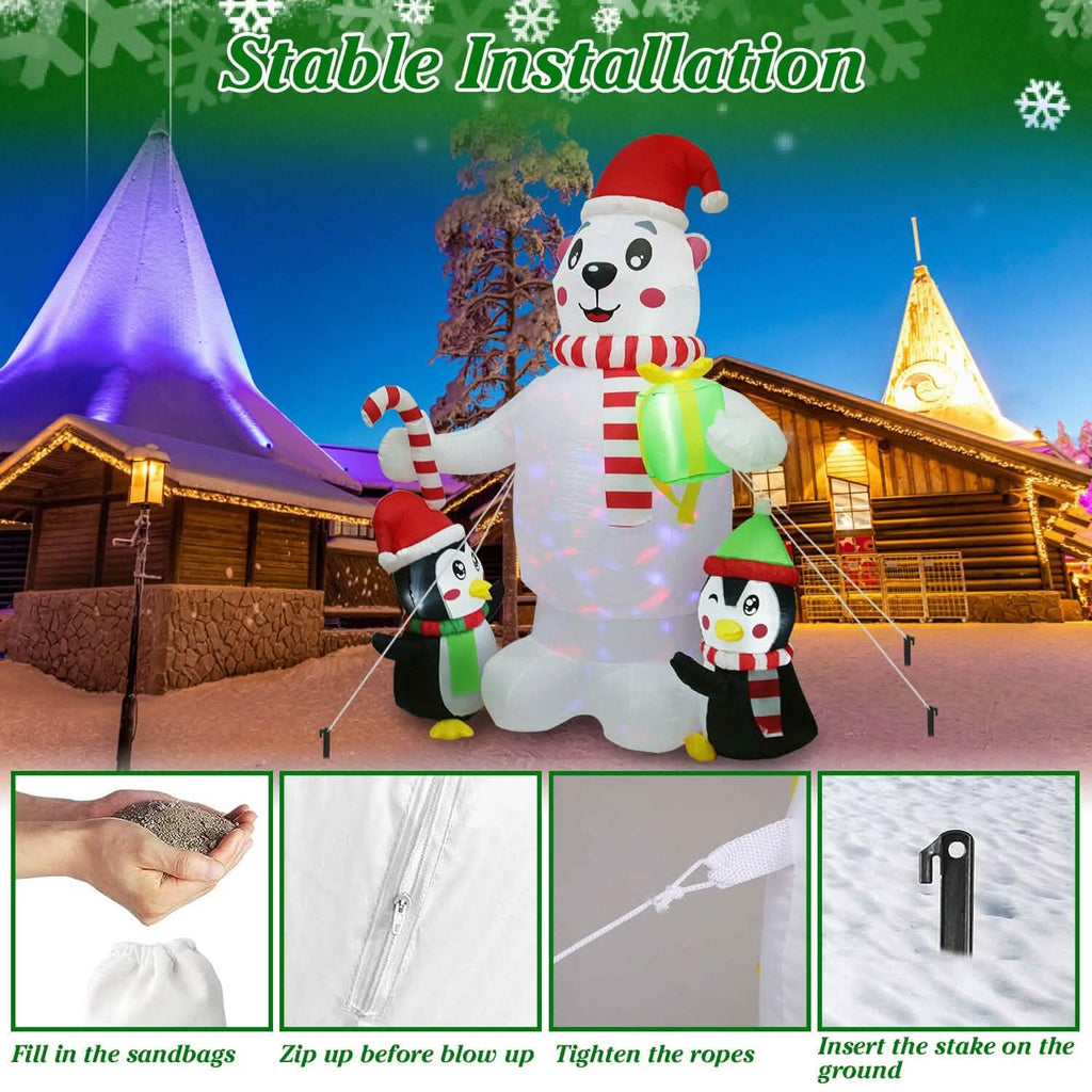5.9Ft Christmas Inflatable Polar Bear and Penguin Blow Up Yard Outdoor Decoration with LED