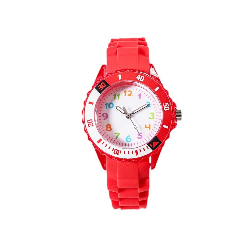 Simple Casual Kids Watches 5bar Waterproof Quartz Wristwatches Kids Clock Analog Watch Waterproof Time Teaching Boys Girls Watch Soft Band Learning Time Wrist Watch