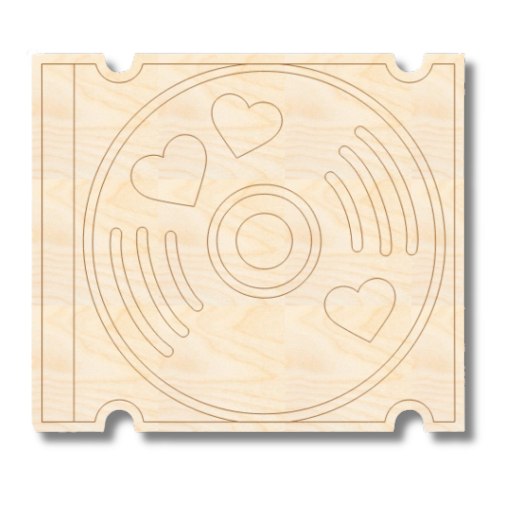 Unfinished Wood Etched Cute CD Shape | Paint By Line Crafts | up to 30" DIY
