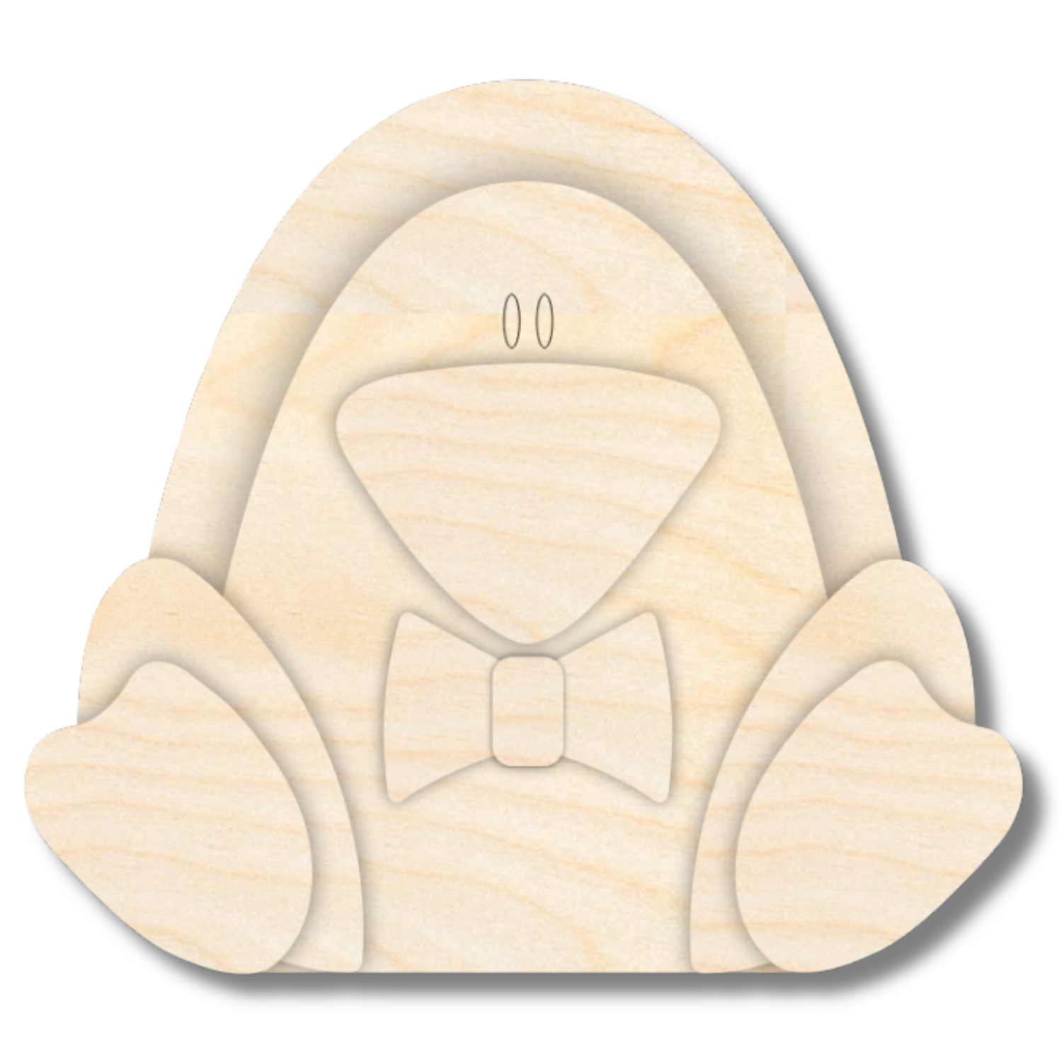 Unfinished Wood Layered and Etched Penguin Shelf Sitter | 6" Tall | 1/4" Wood | Wood Craft DIY