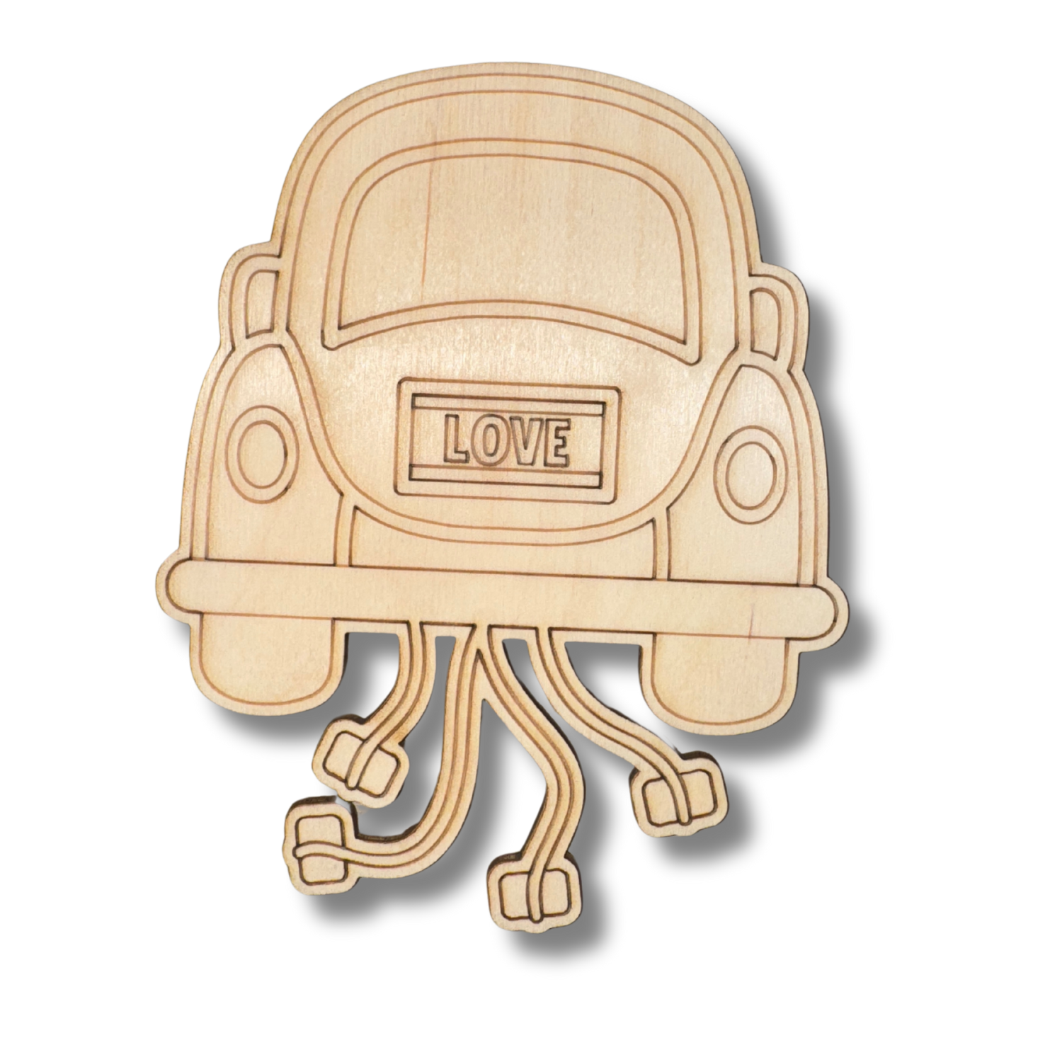 Unfinished Wood Etched Just Married Car Shape | Paint By Line Crafts | up to 30" DIY