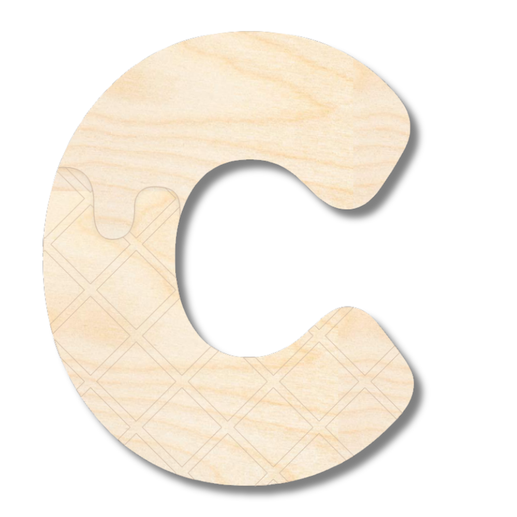 Unfinished Wood Layered Etched Themed Letters | Ice Cream | A-Z | 2 Piece | up to 24"