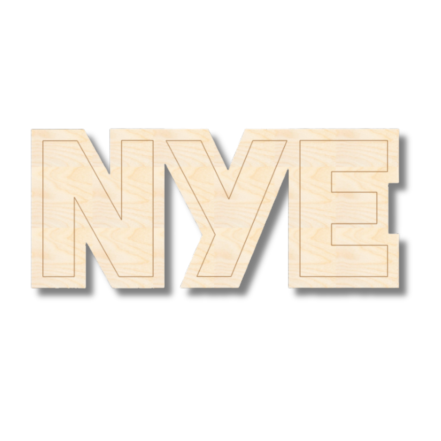 Unfinished Wood Etched NYE Shape | Paint By Line Crafts | up to 30" DIY