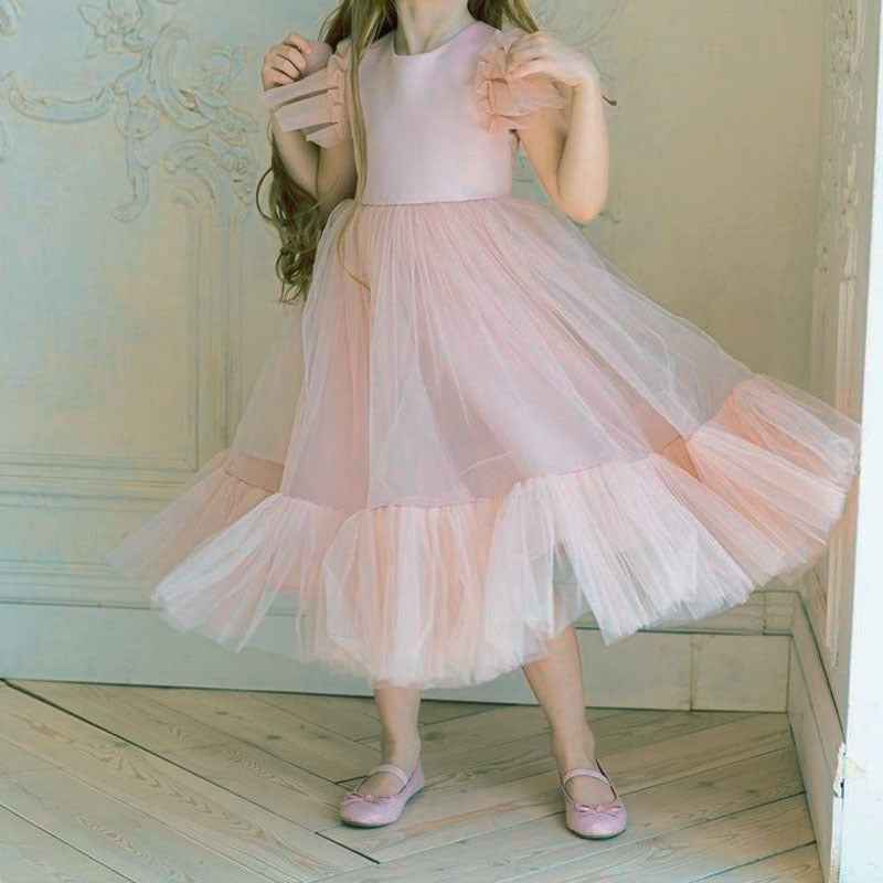 Girls' Birthday Princess Dress With Fluffy Yarn