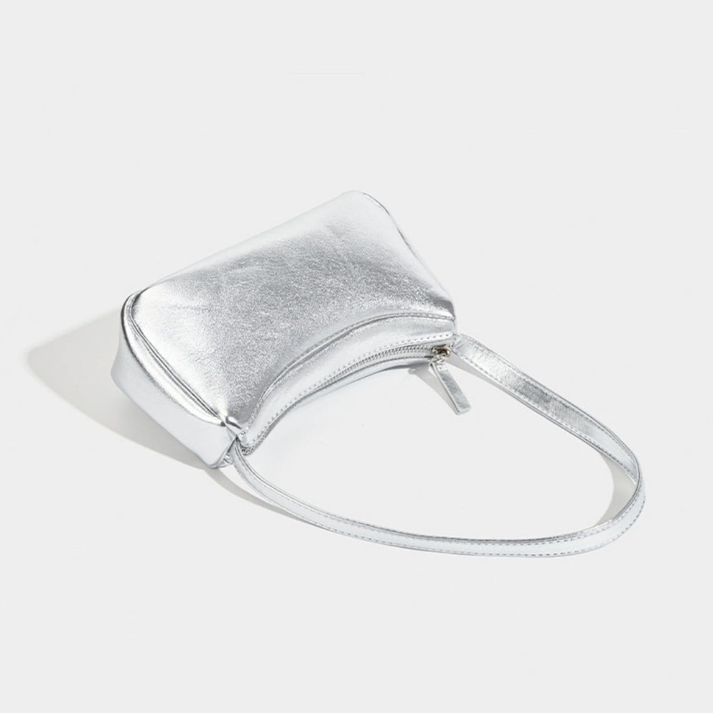 Silver small shoulder bag Design shoulder Bag, Bag Women's Summer Temperament Versatile Shoulder Bag  Hobo Handbag