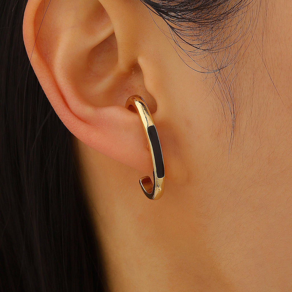 Gold Square Ear Cuffs with Resin