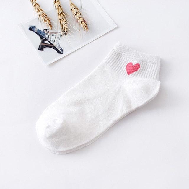 Women Short Socks Red Heart Cute College Fresh Female Socks Soft Cotton Summer Autumn Sock for Girls